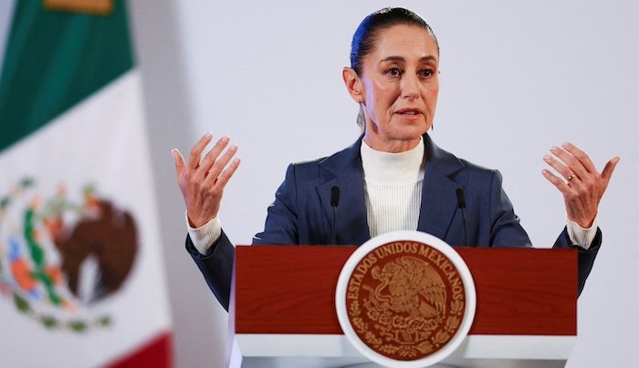FILE PHOTO: Mexico's President Claudia Sheinbaum holds her first press conference in Mexico City